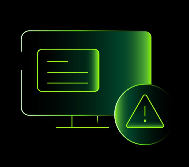 Icon of a monitor with a warning sign