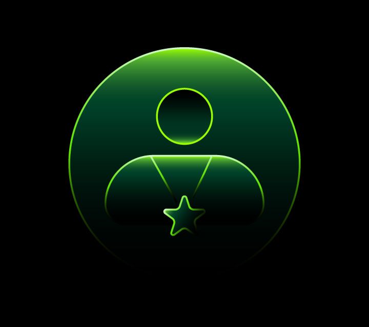 Symbol einer Person mit Stern in einem Siegel