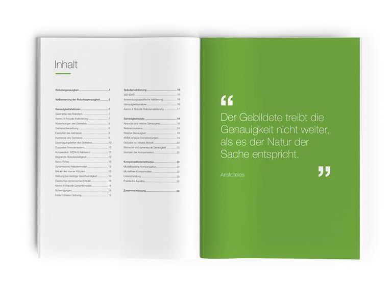 Doppelseite eines Whitepapers mit Inhaltsverzeichnis links und grün hinterlegtem Zitat rechts.