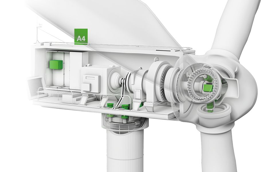 Illustration of a wind turbine showing different positions
