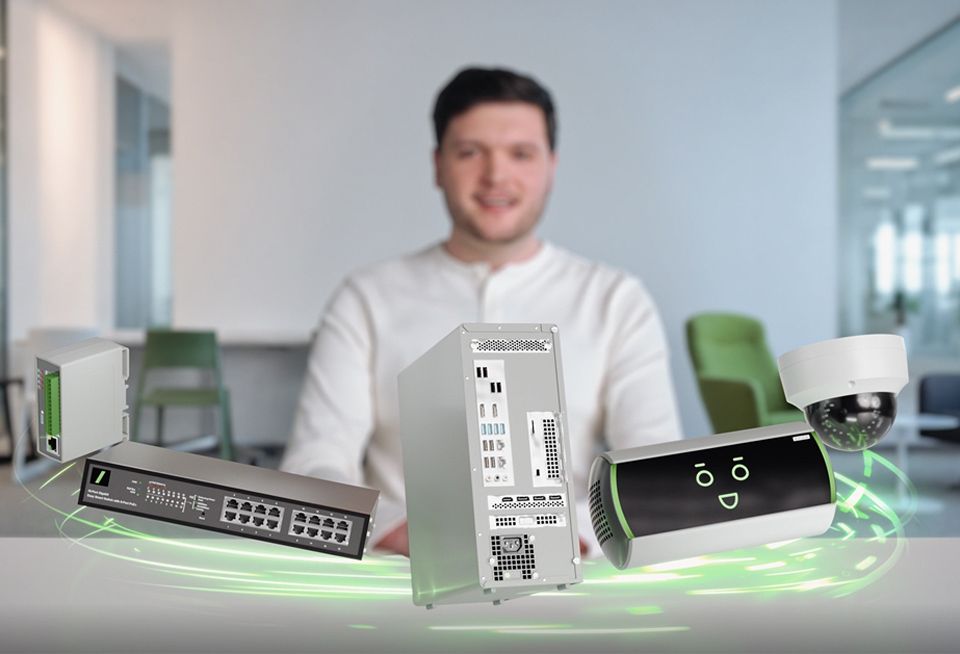 Visualization of the KeBob system architecture featuring a server, switch, camera, and KeBob Guard in front of a software developer.