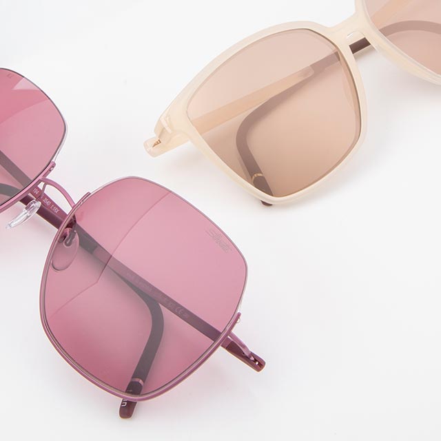 pink sunglasses next to powder colored sunglasses
