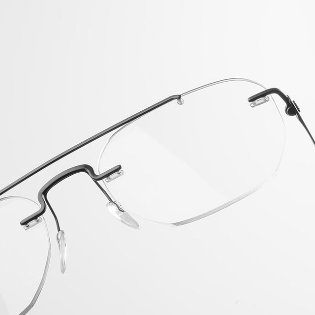 rimless glasses with double bar