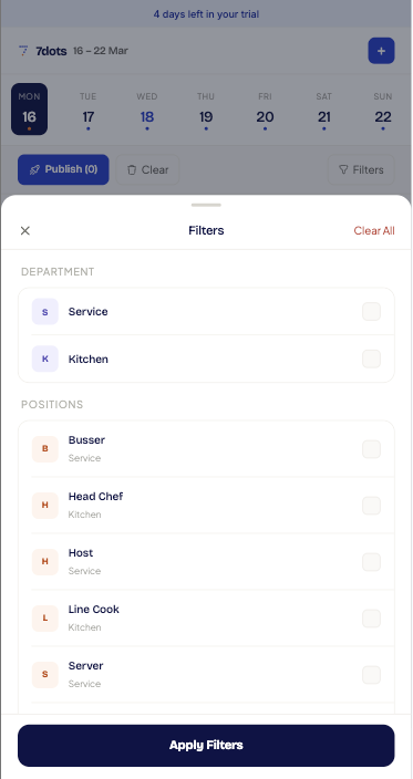 Mobile shift filter overview