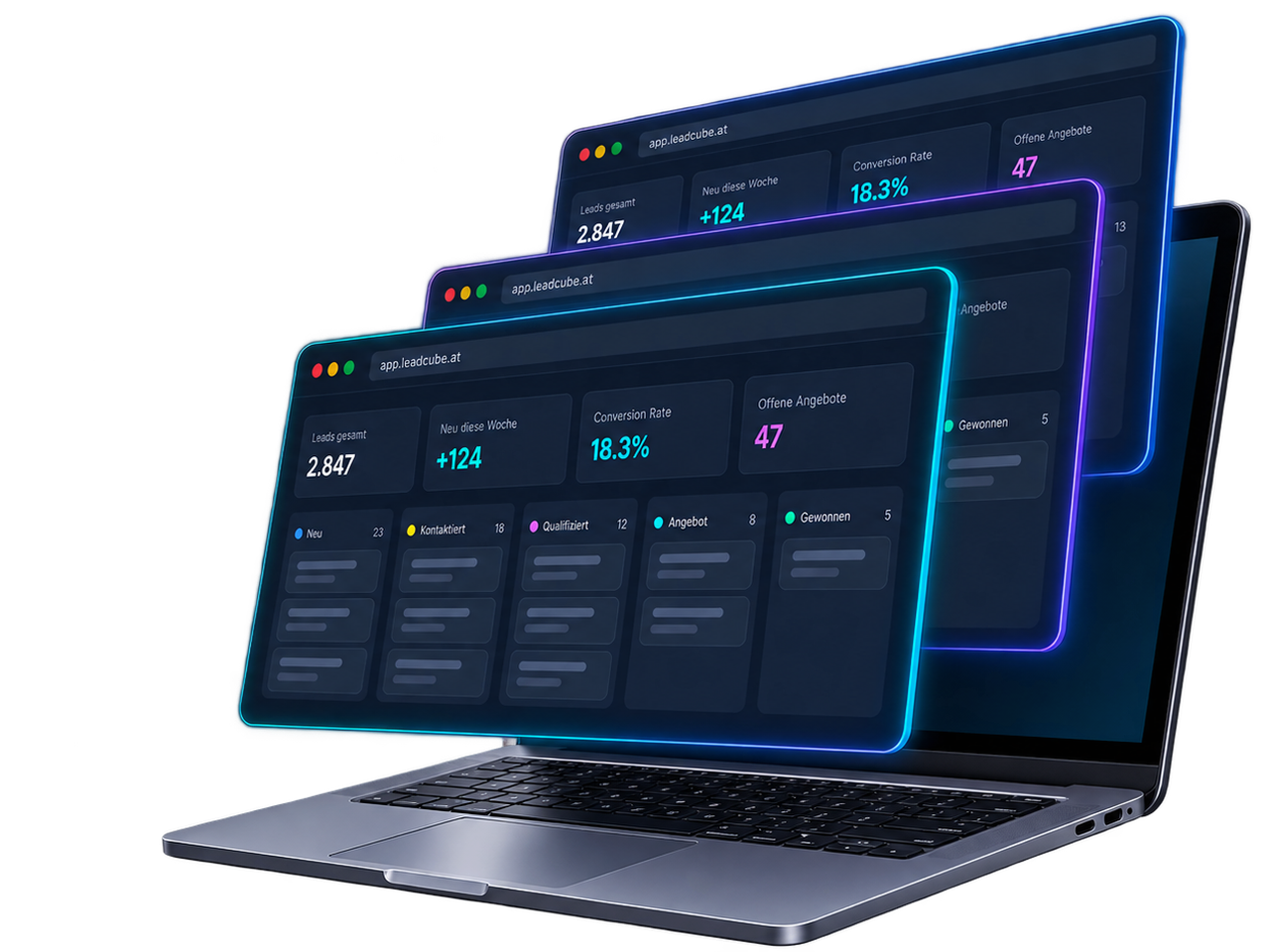 LeadCube Lead-Management Status-Board mit Drag & Drop