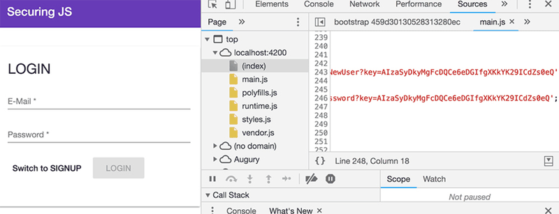 Your API key can be seen in the loaded JavaScript code.