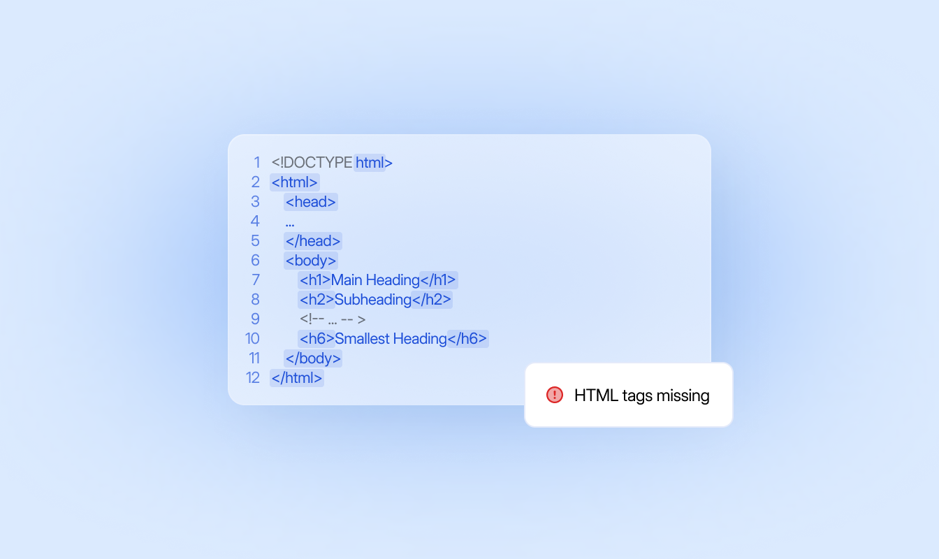LingoHub automated quality checks example showing markup HTML quality check detecting missing or incorrect HTML tags in translated content.
