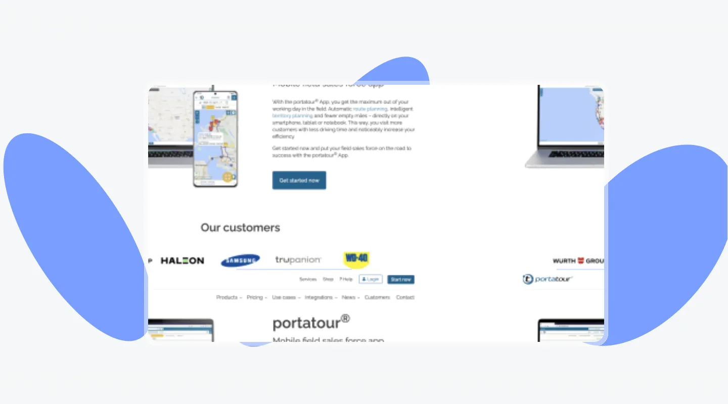 Portatour® route planning software displayed across desktop and mobile devices, highlighting multilingual software localization.
