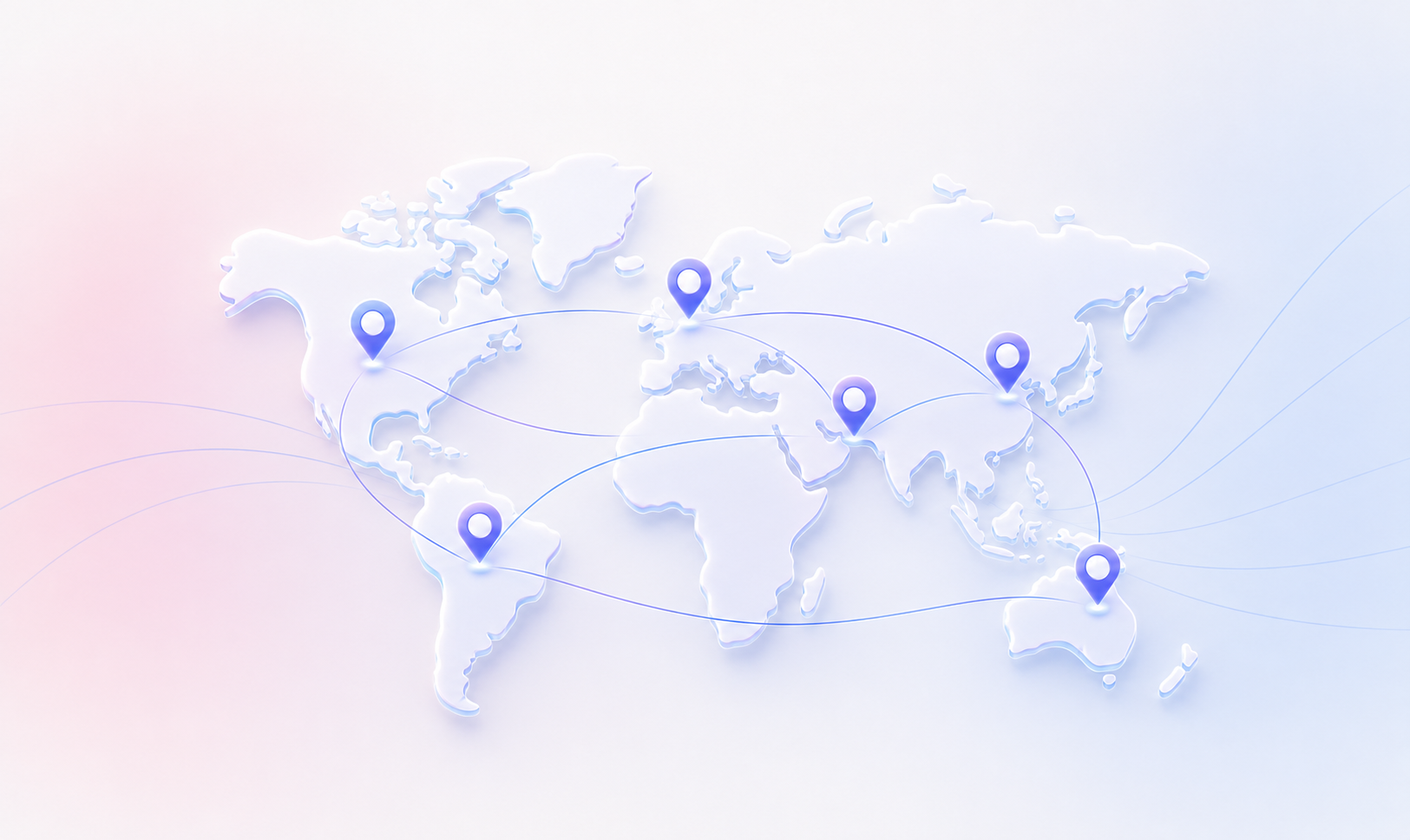 Illustration of a connected world map representing global localization, multilingual content delivery, and international market expansion through translation management.