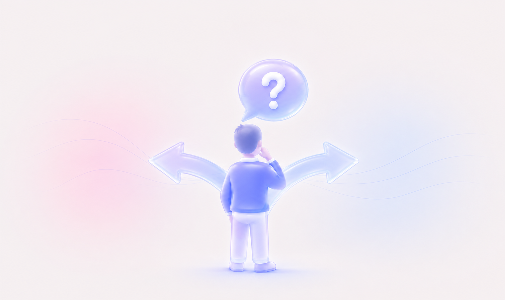 Person choosing between two paths, illustrating the evaluation of translation management systems.
