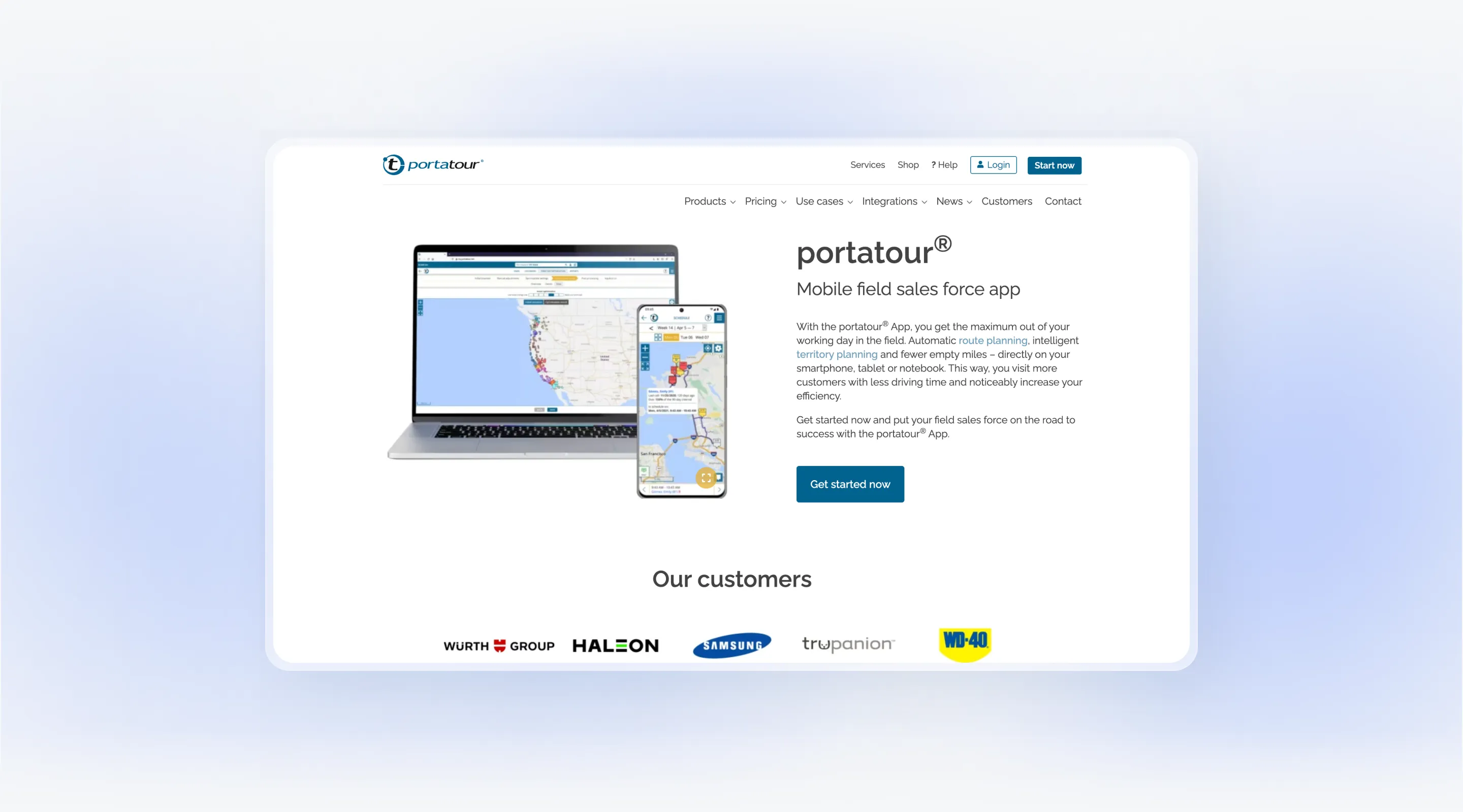 Portatour® route planning software displayed across desktop and mobile devices, highlighting multilingual software localization.