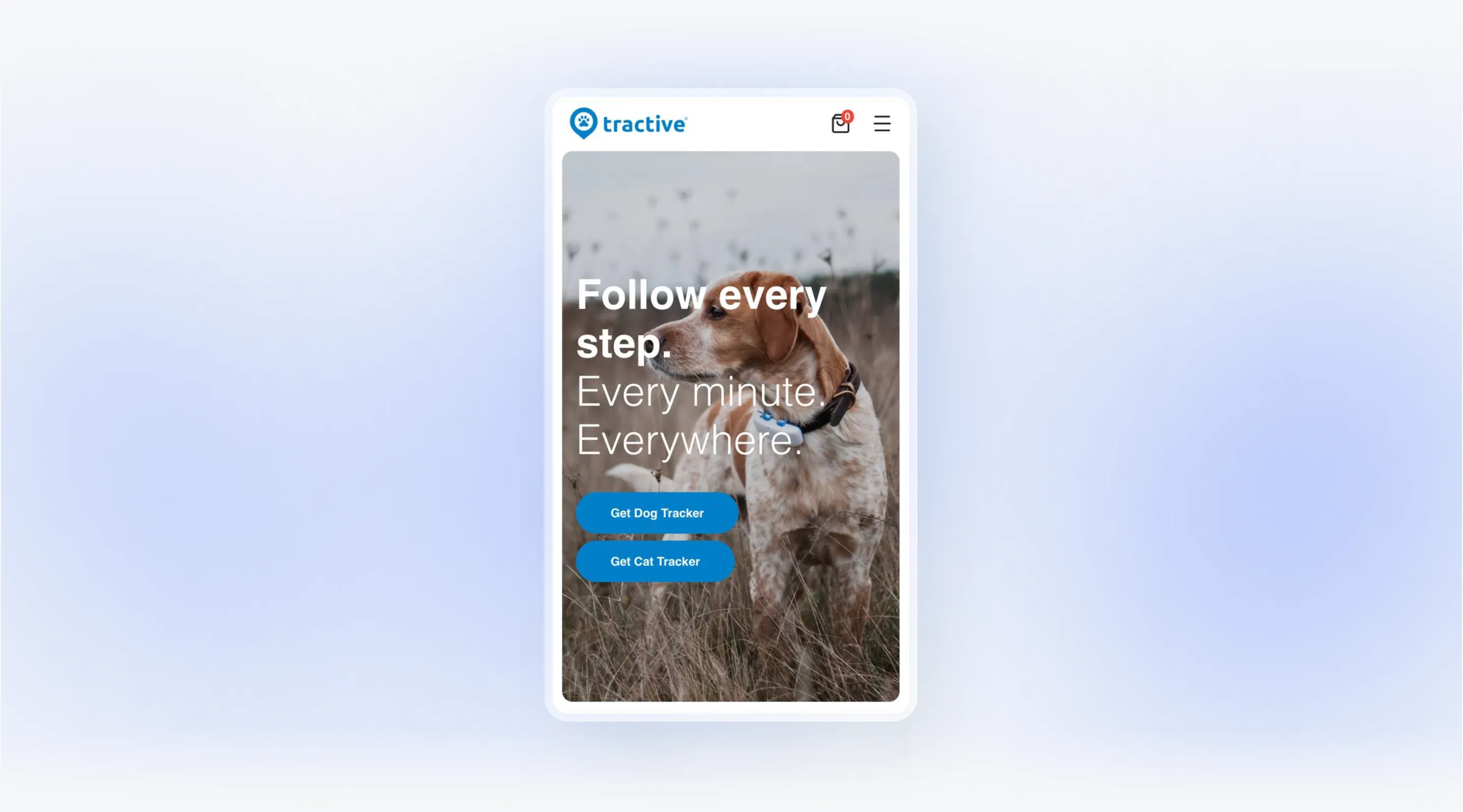 Tractive pet tracking app displayed on a smartphone, illustrating continuous localization of mobile app content with LingoHub.