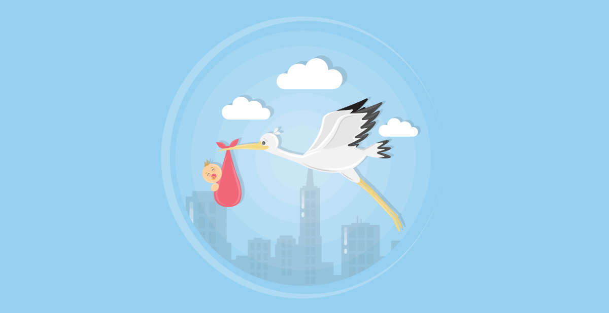 stork and baby