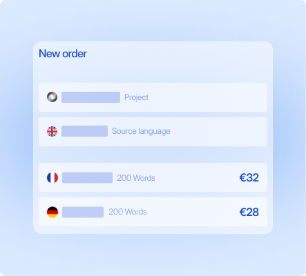 LingoHub professional translation services workflow showing translation order configuration with multilingual pricing, repository connection, and language selection.