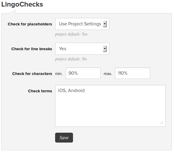 linebreaks lingochecks translation settings