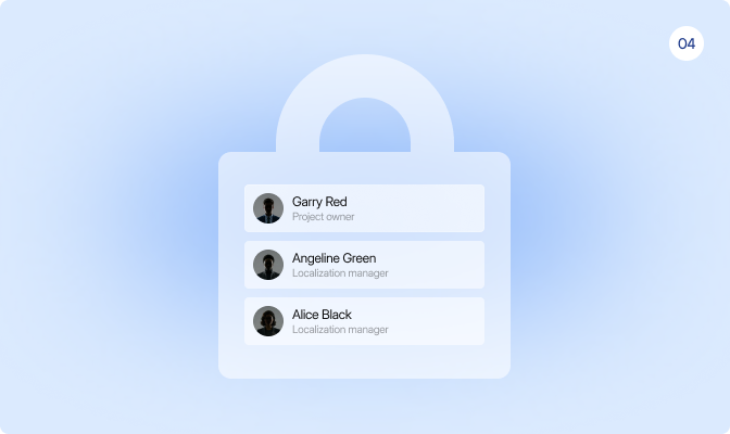 LingoHub translation team management system showing scalable administration controls with flexible permissions, SSO integration, and secure user management.
