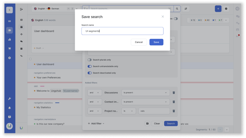 save searches ability