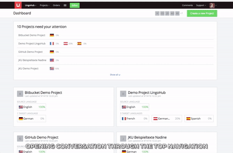 conversation center navigation top