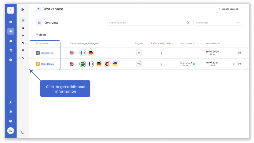 additional information in workspace