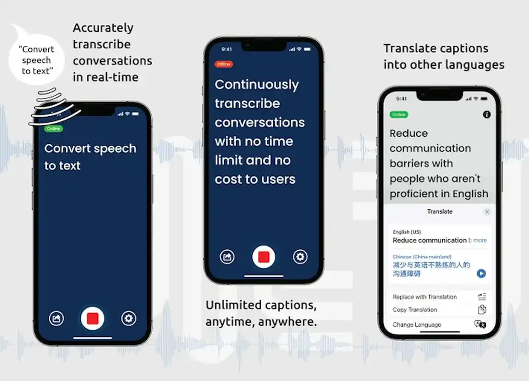 NALScribe transcribes conversations in real-time and can translate captions to other languages.