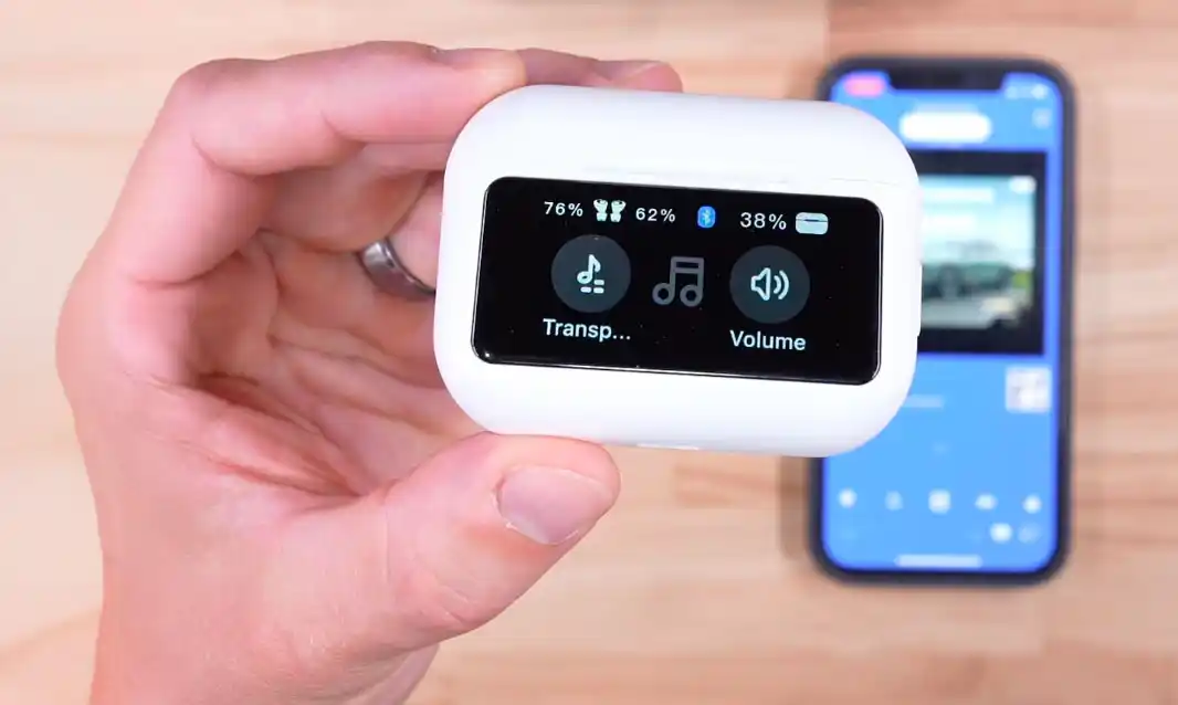Accessing transparency mode is simple from the charging case.