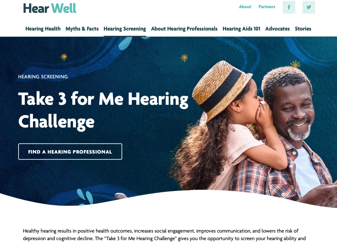 Hear Well Take 3 For Me Challenge Website