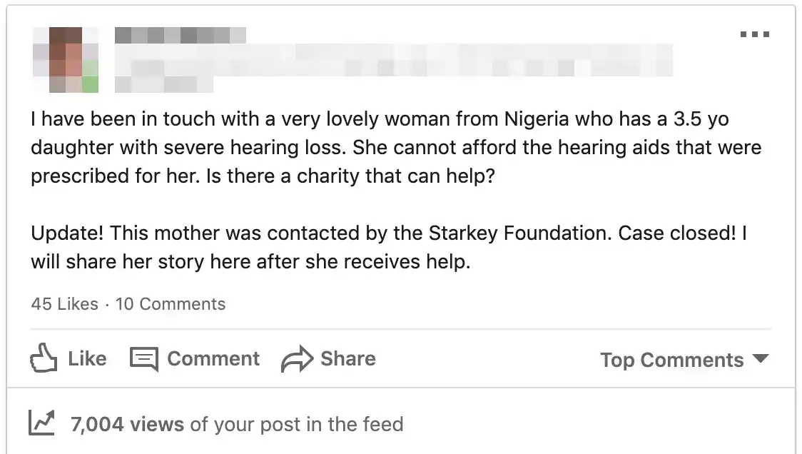 The LinkedIn post that rescued a little girl from a world of silence.