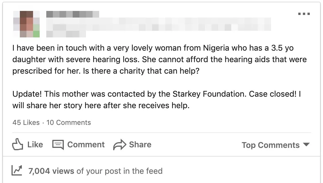 The LinkedIn post that rescued a little girl from a world of silence.
