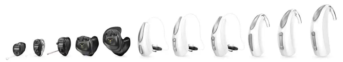 Audibel Arc hearing aid line with 4 in-ear and 6 behind-ear models