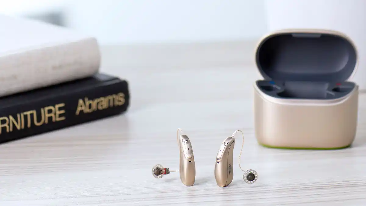 Phonak CROS Lumity hearing aids.