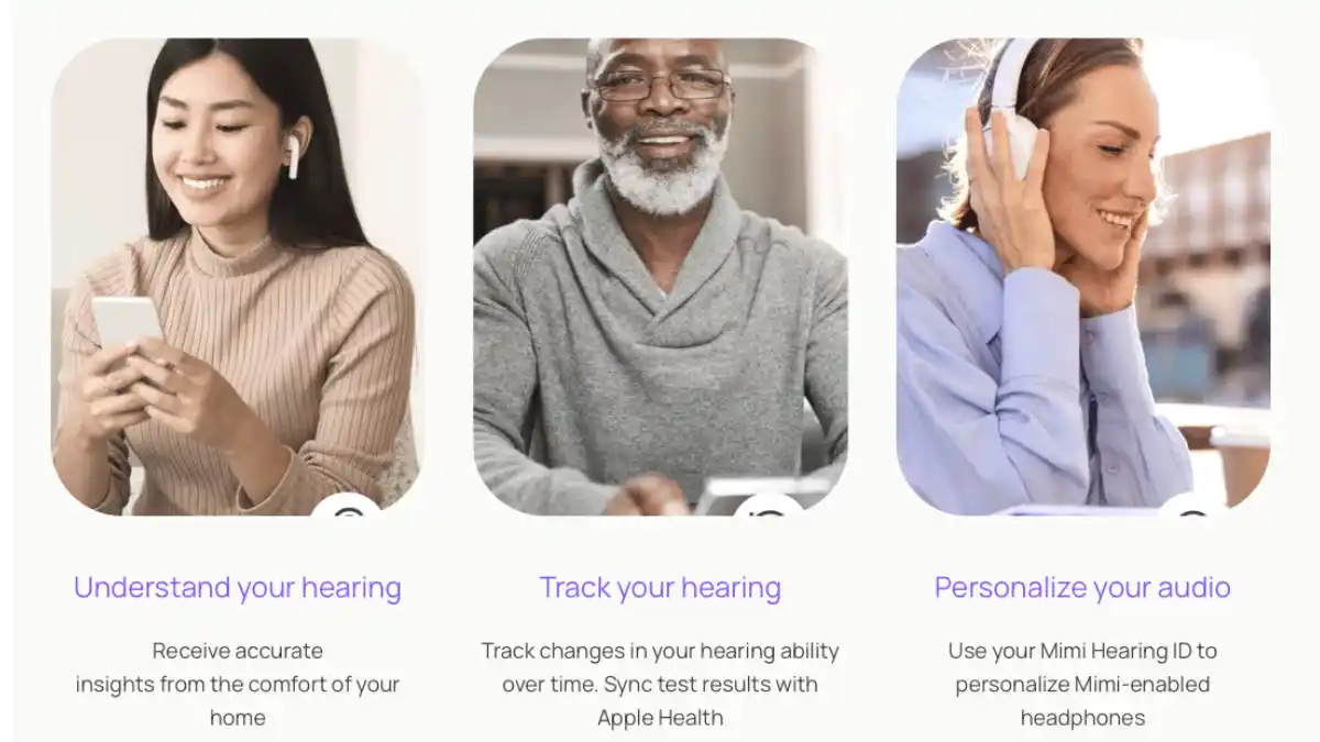 3 photos displaying the key benefits to online hearing assessment