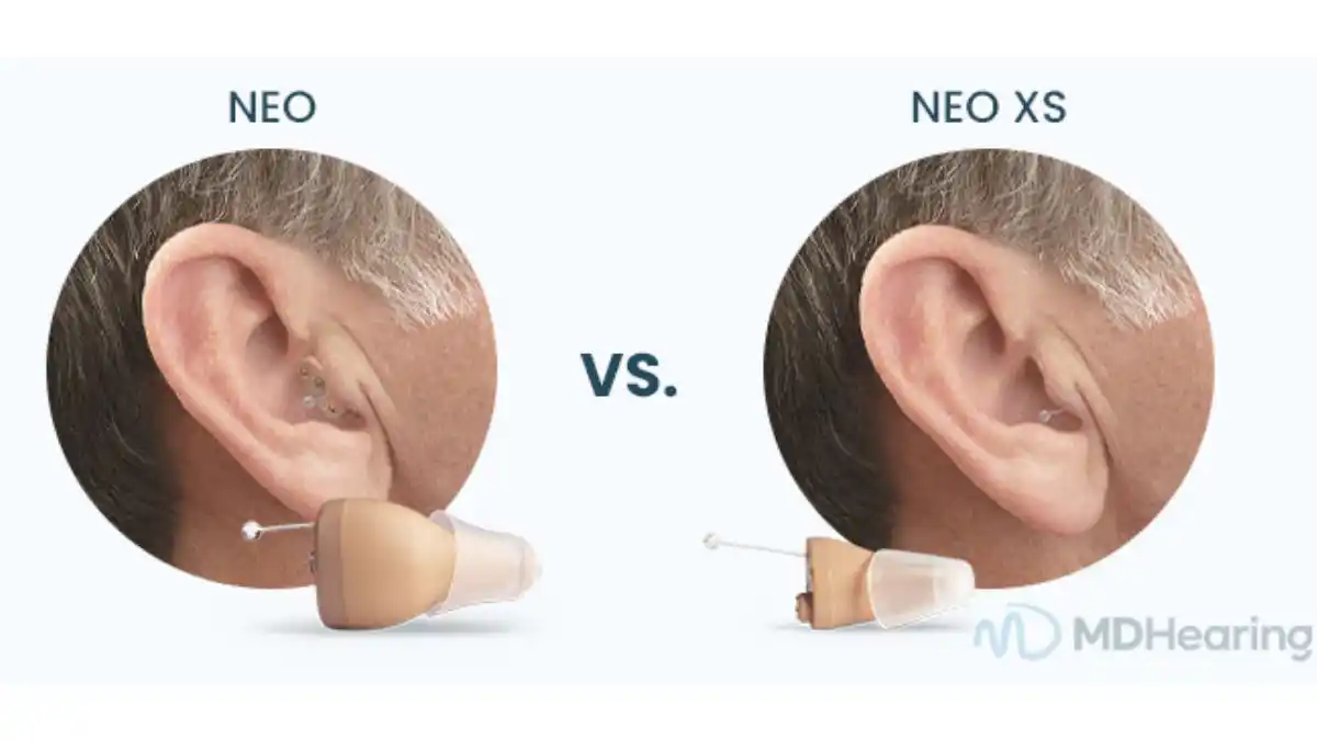 NEO XS is a Completely-in-Canal (CIC) OTC hearing aid and roughly half the size of its predecessor, NEO. Photo: MDHearing.