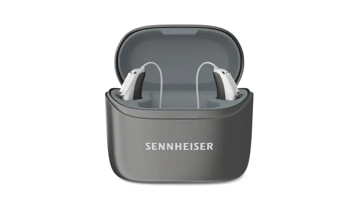 Sennheiser Sonite R with portable charging case.