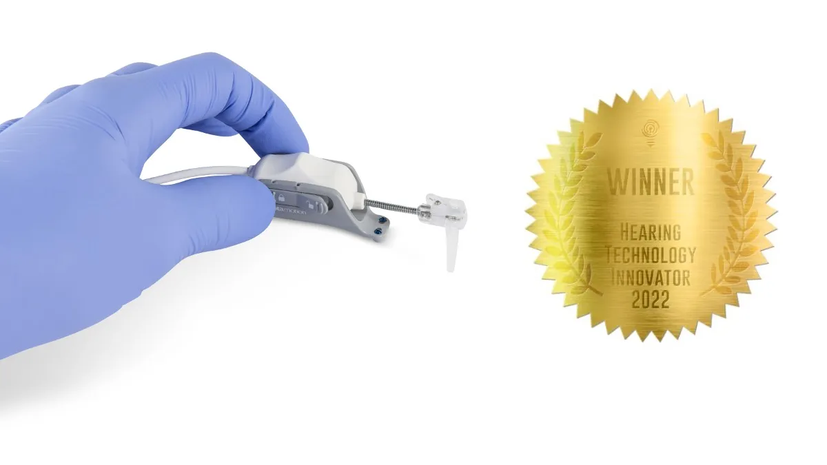 The winner of the HTTM Innovator of the Year Award, iotaSOFT, is a robotic-assisted insertion technology intended to aid surgeons in the placement of cochlear implant electrode arrays by controlling the speed of insertion. 