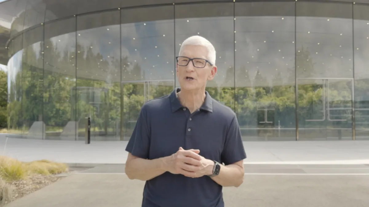 Apple CEO Tim Cook at the company's September 9 “Awe Dropping” event in which they unveiled AirPods Pro 3 along with new iPhones and Watches.