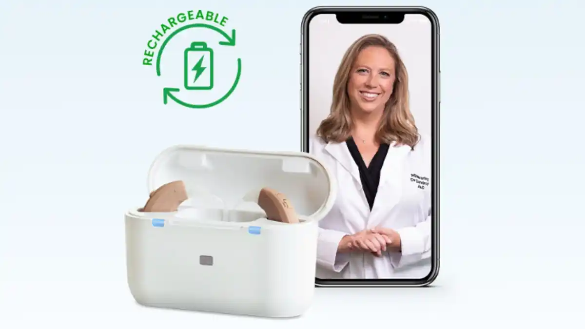 MDHearingAids reportedly come with one-on-one fitting and onboarding from a licensed hearing professional and unlimited follow-up care.