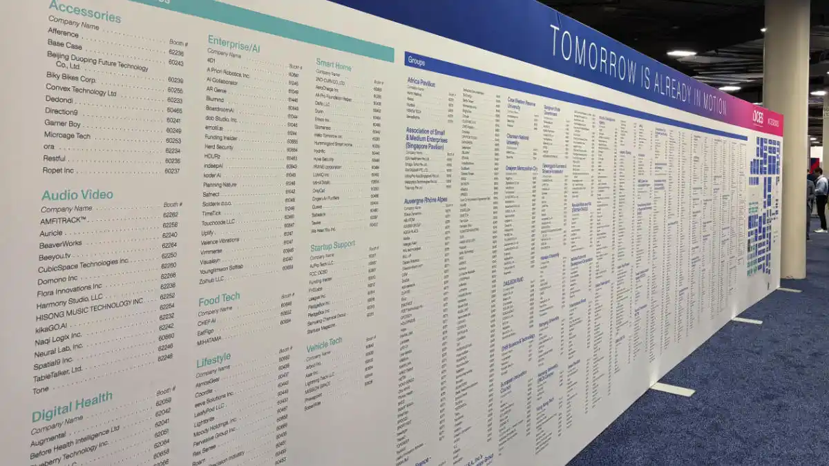 CES 2026 is expected to draw around 140,000 attendees from around the world to see more than 4,500 exhibitors. Above is the list of exhibits featured at just one of the major halls (Eureka Park at the Venetian).
