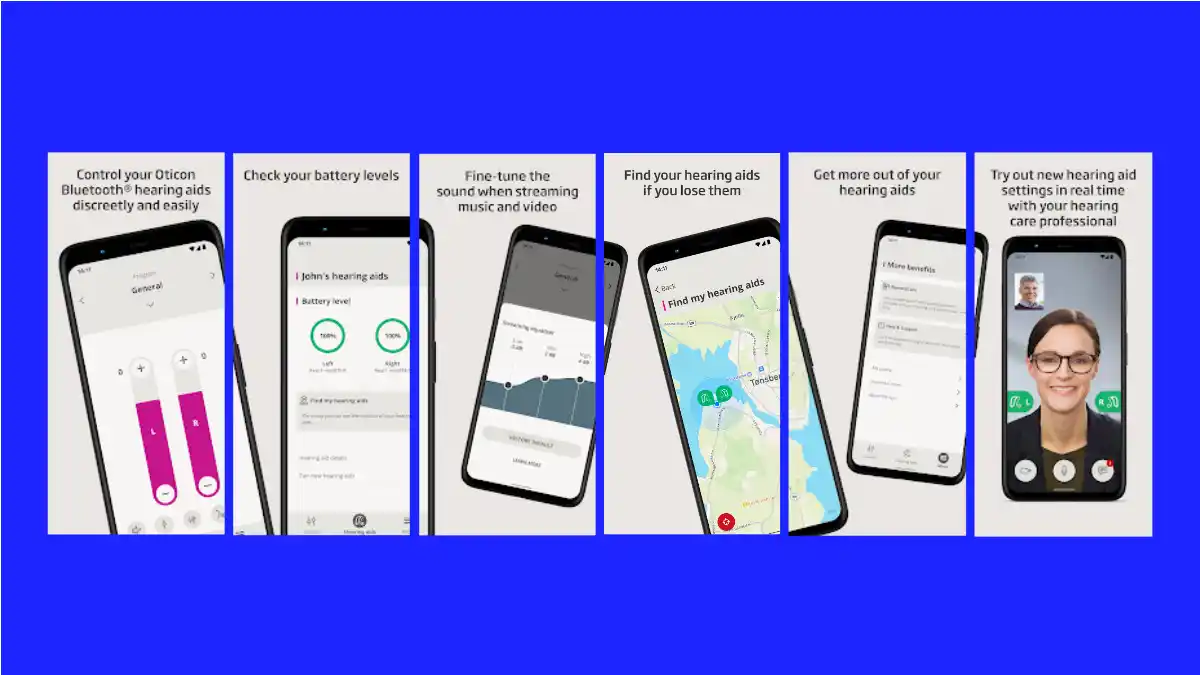 The new Companion app allows for discreet control of the hearing aids, checking battery status, fine-tuning streamed audio, finding your hearing aids when misplaced, and real-time virtual meetings with your HCP.