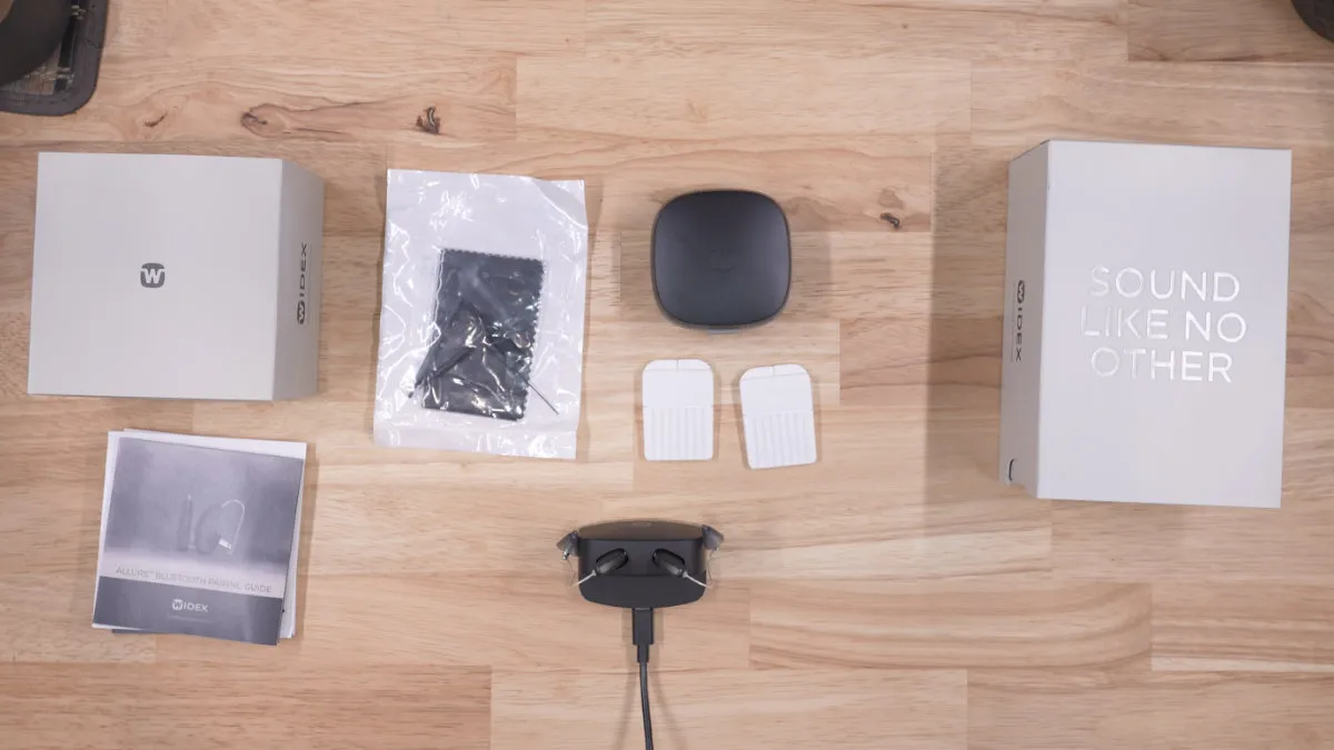 Widex Allure unboxing and contents.