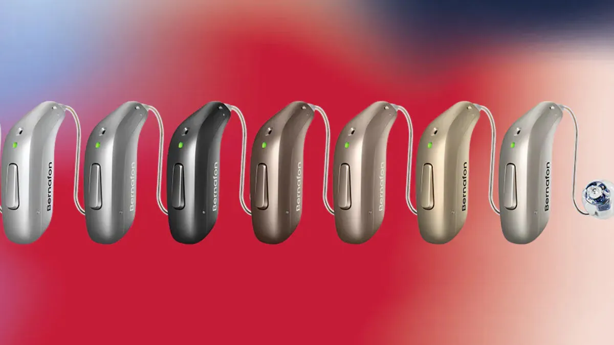 Encanta hearing aid line showing different color options