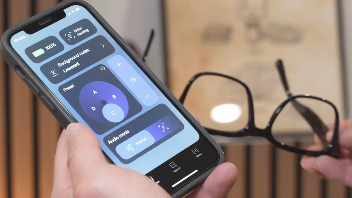 Connecting Nuance Hearing Glasses to my iPhone and exploring the available features. 