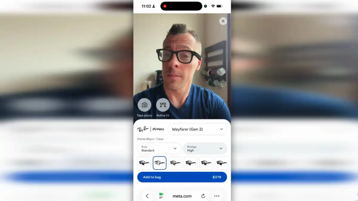 You can virtually try on different Ray-Ban Meta glasses at Meta.com to see which style you like best—an online feature that's useful and quite entertaining! 