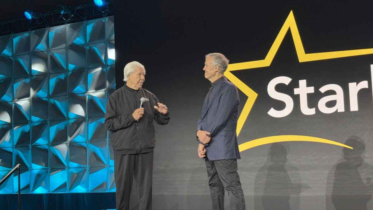 Starkey Founder Bill Austin talks with Dr. David Fabry at the launch of Omega AI.