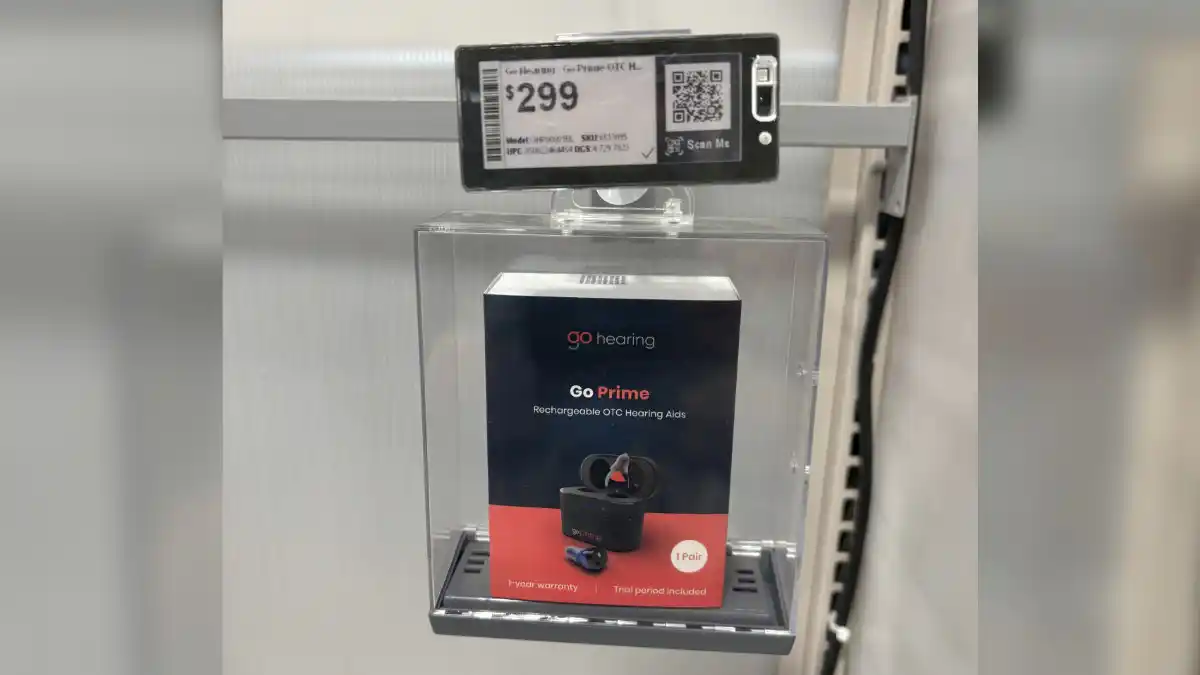 Photo of box for Go Prime OTC hearing aid on display at Best Buy