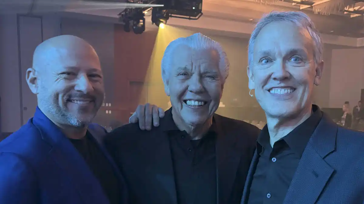 Starkey CEO Brandon Sawalich, Founder Bill Austin, and Chief Hearing Health Officer David Fabry during a break at the Starkey Days conference.