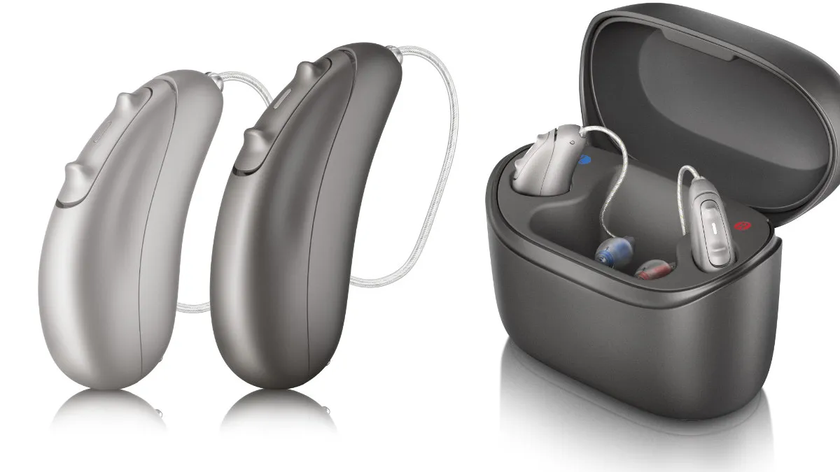 Unitron Moxi Vivante V-R and V-RT hearing aids and new charger.