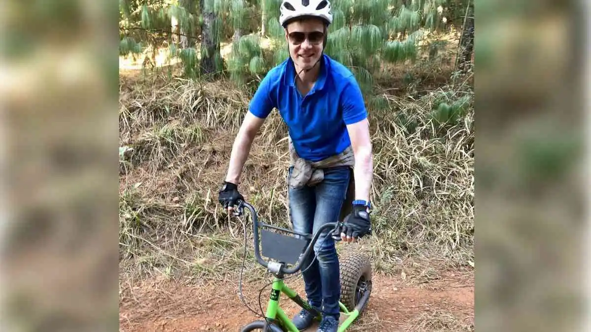 Off-road cycling is a favorite way to unwind for Klopper.