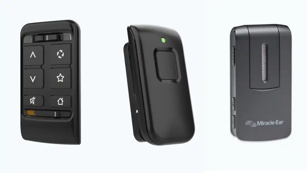Three photos of Miracle-Ear hearing aid accessories 
