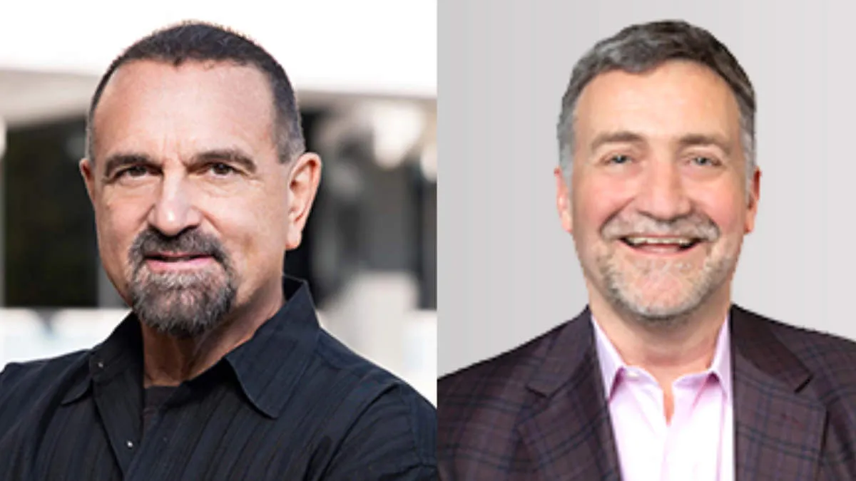 Regeneron President and Chief Scientific Officer George D. Yancopoulos, MD, PhD, and Decibel President and CEO Laurence E. Reid, PhD.