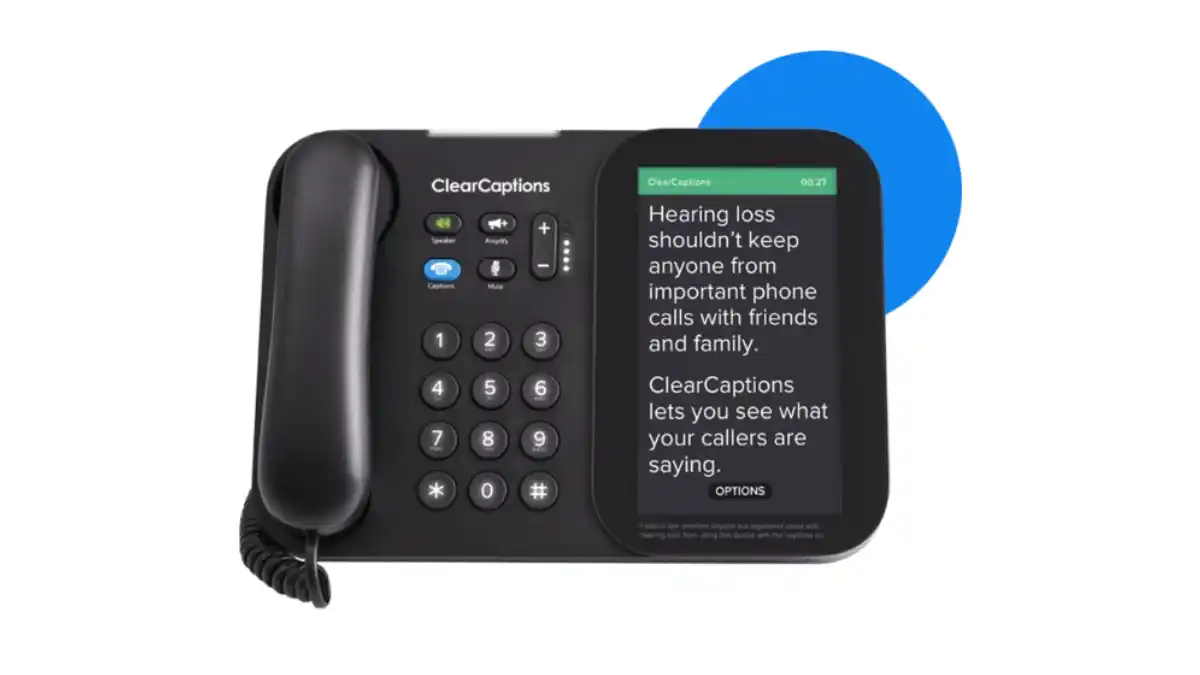 ClearCaptions Blue telephone.
